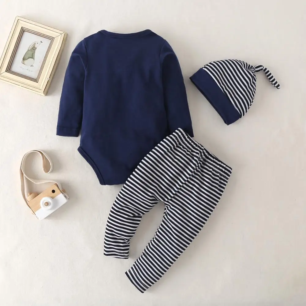 Комплект одежды для маленьких мальчиков из 3 предметов: боди с принтом HELLO WORLD и