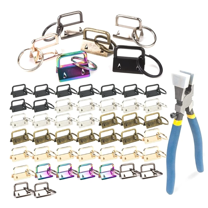 

B03D 50 шт. брелок для ключей, фурнитура 1 дюйм со стеклянными плоскогубцами для бега, набор инструментов для ремешка, брелок для ключей, товары ...