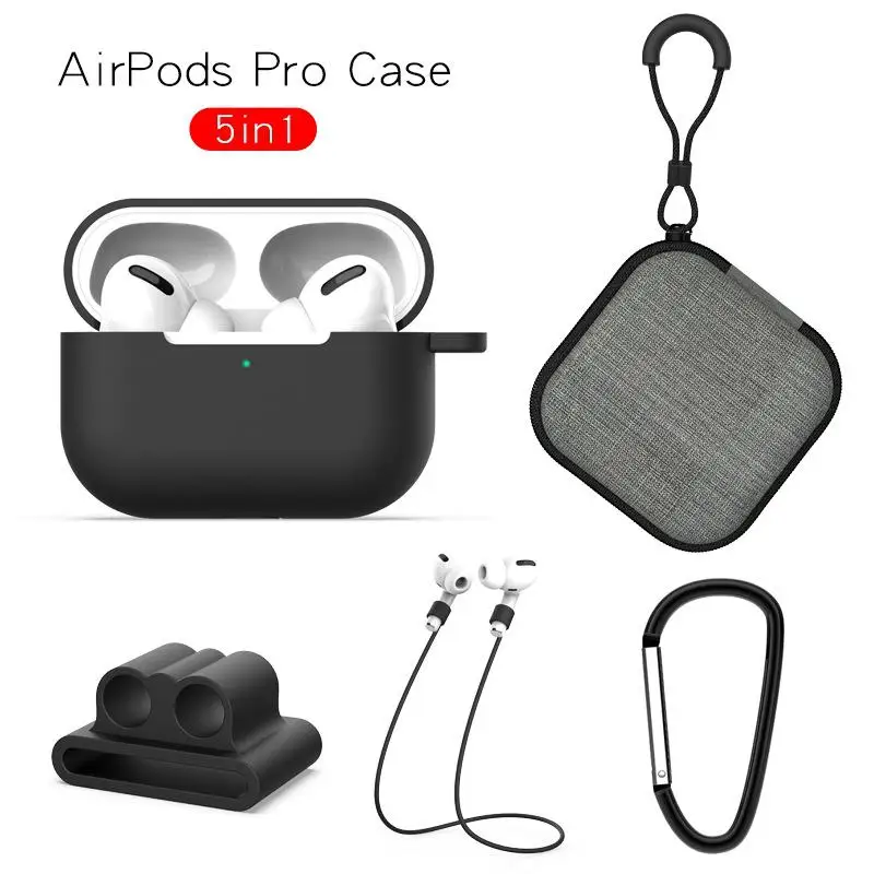 EastVita защитный чехол для наушников AirPods Pro Мягкий силиконовый + карабин ремень