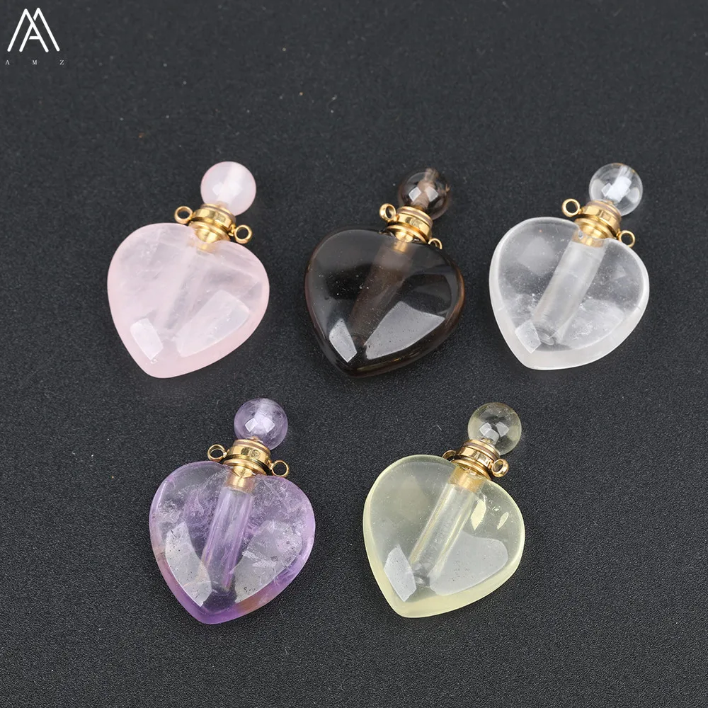 Подвеска в виде сердца из натурального белого кварца подвеска бутылочки парфюма