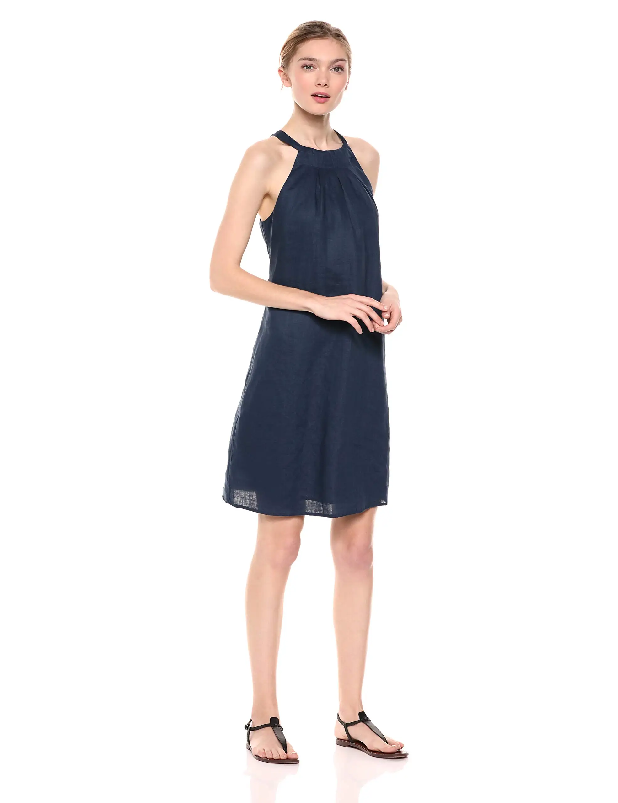 

Women's 100% Linen Halter Shift Dress