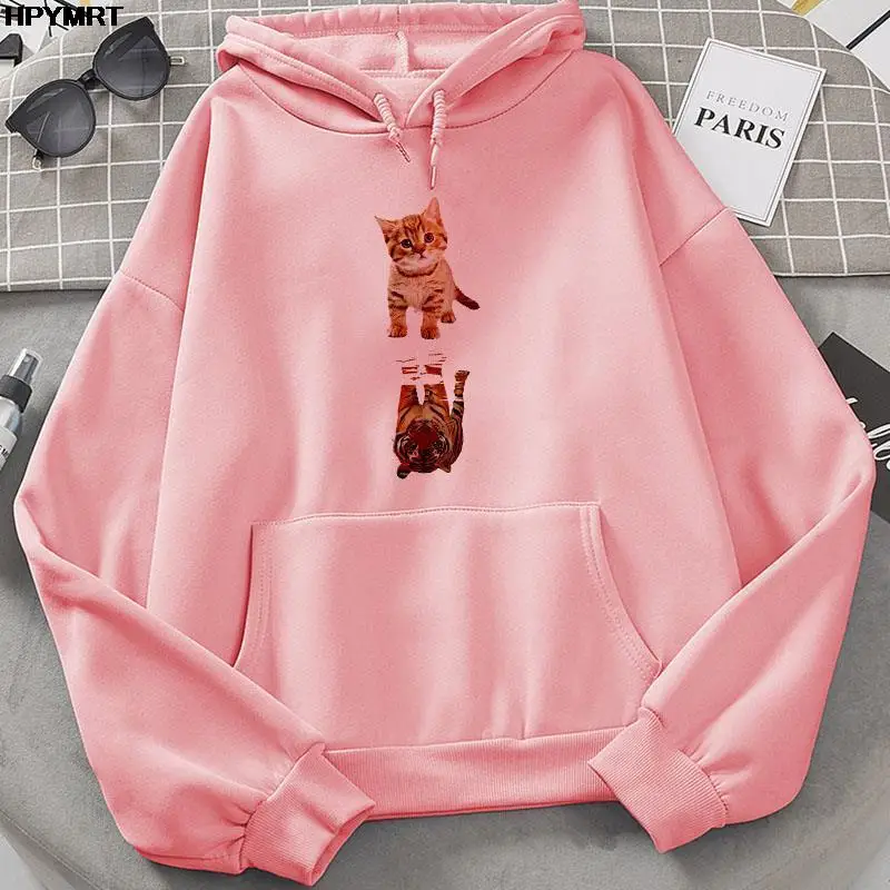 Женские толстовки в стиле Харадзюку свитшот с принтом Каваий кошки осенне-зимние