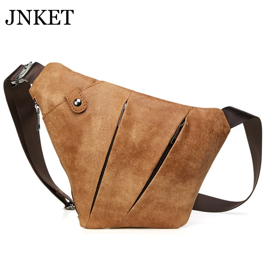 

JNKET Новая мужская нагрудная сумка в стиле ретро из воловьей кожи, повседневная сумка через плечо, дорожная сумка-слинг, сумки через плечо
