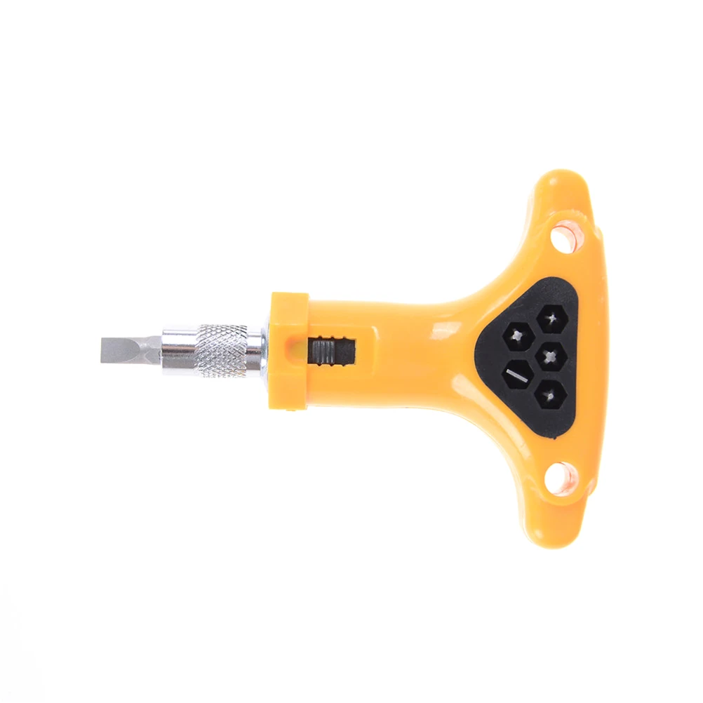 

6 in 1 T Handle Anti-slip Ratchet Screwdriver Bits Tool Set Hex Slotted Phillips Screwdriver Kit Hardware Tools Hot Sale