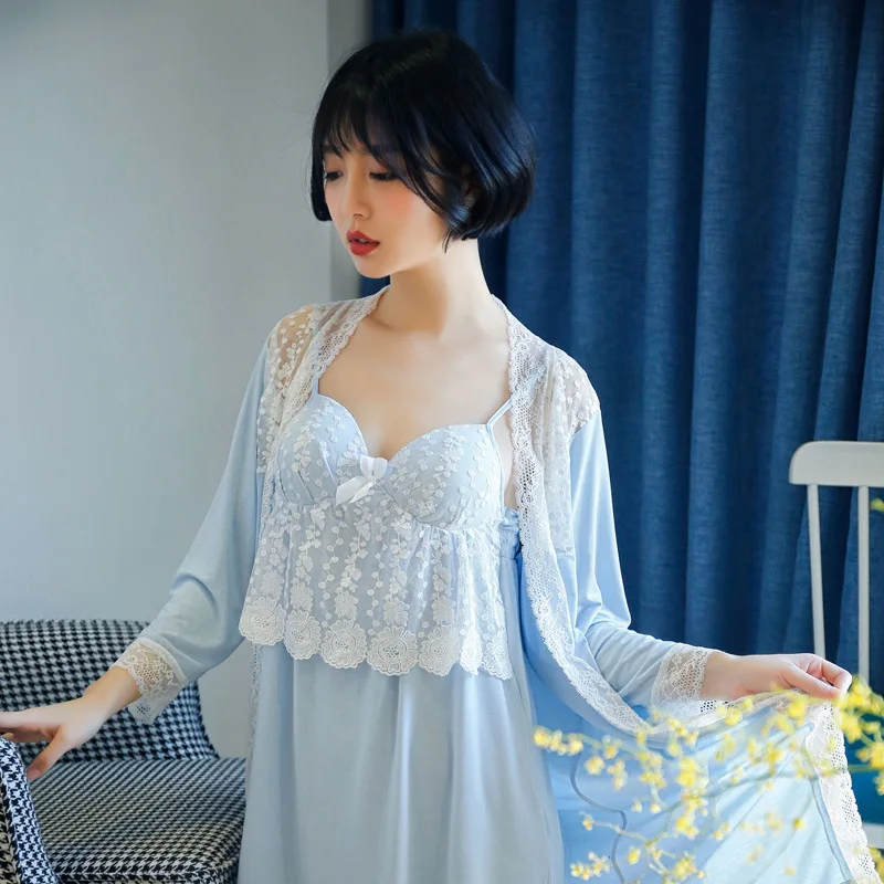 Smmoloa весна лето модель женский модальный халат из двух предметов Комплект для сна