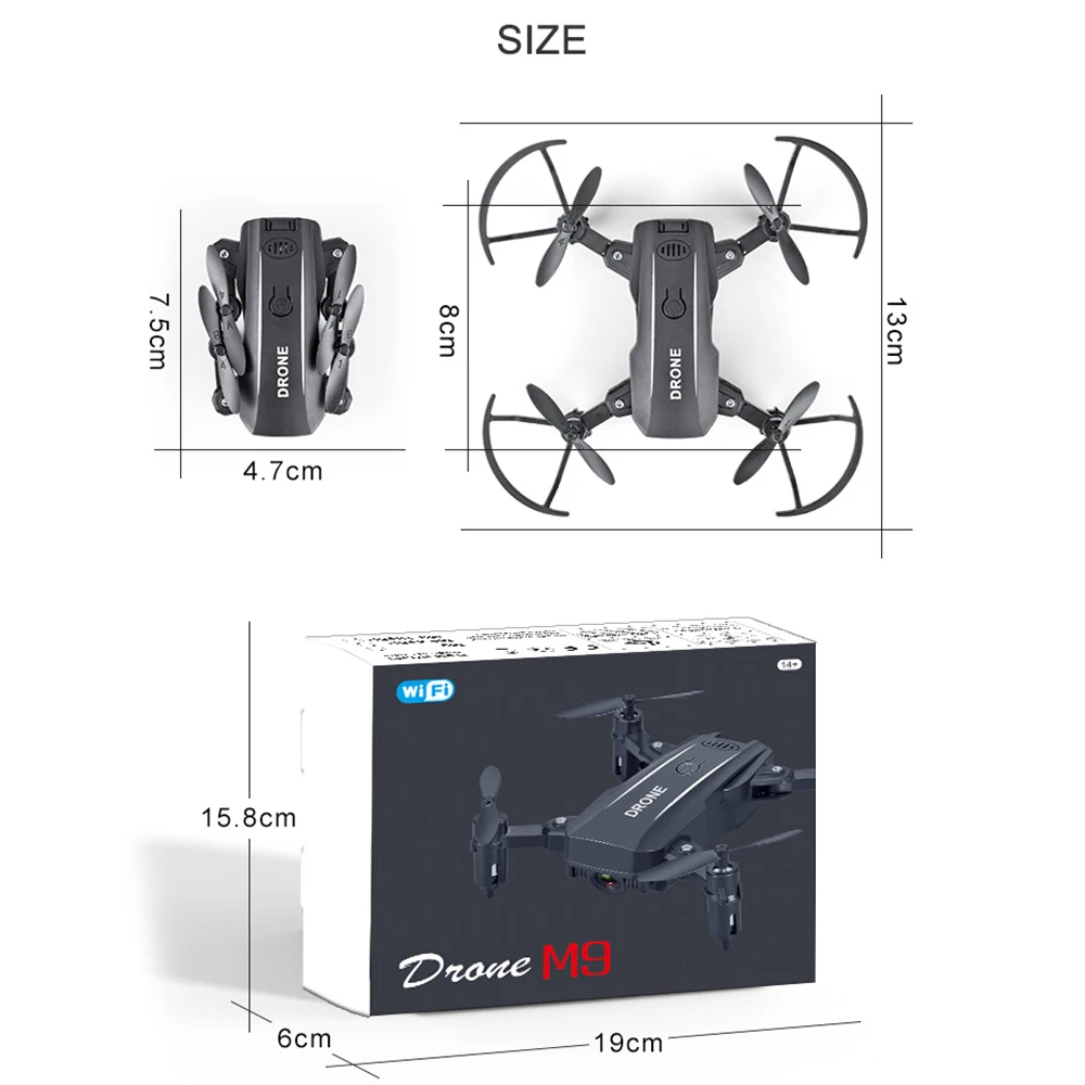 Дрон Радиоуправляемый квадрокоптер мини камера HD 1080P Wifi FPV складной высота
