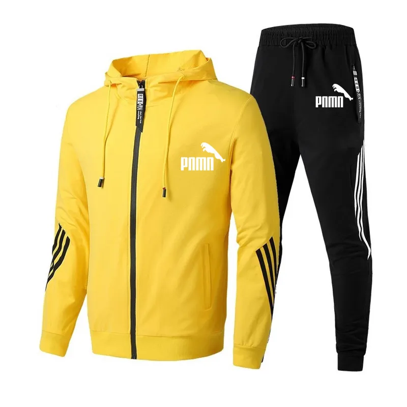 

2020 Casual Tracksuit Men Sets Hoodies And Pants Two Piece Sets Zipper Hooded Sweatshirt Outfit Sportswear Male Suit Clothing