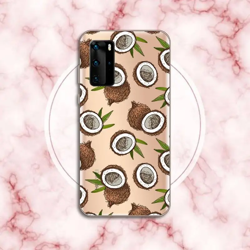 

Summer beach coconut fruit Phone Case Transparent for Huawei P honor 8 10i 20 30 40 smart 2019