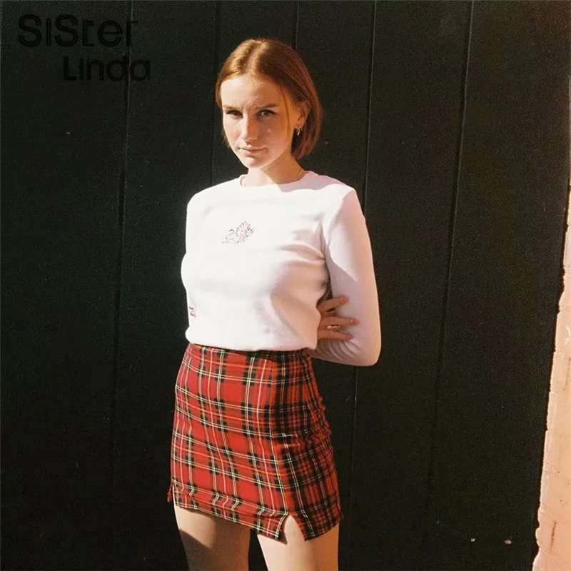 Sisterlinda простая красная короткая облегающая клетчатая юбка женская летняя модная мини-юбка с высокой талией уличная Короткая юбка для отдыха