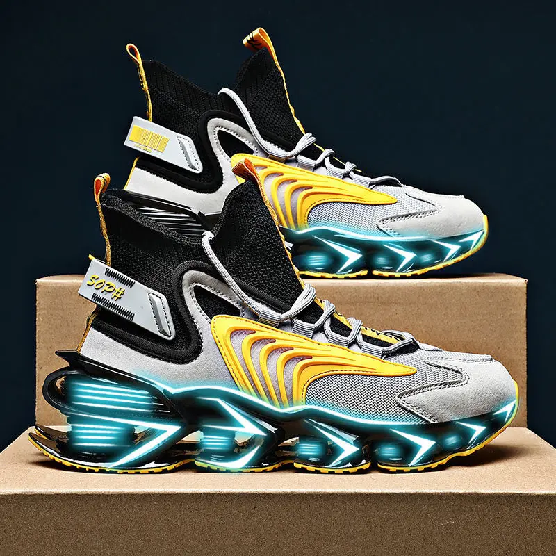 

2021 new summer fashion breathable large size high top anti slip high rise sports shoes casual basketball men's shoes