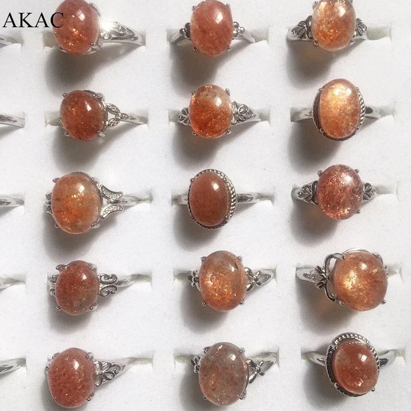 3 кольца AKAC натуральный Золотой sunstone регулируемое кольцо из белой меди