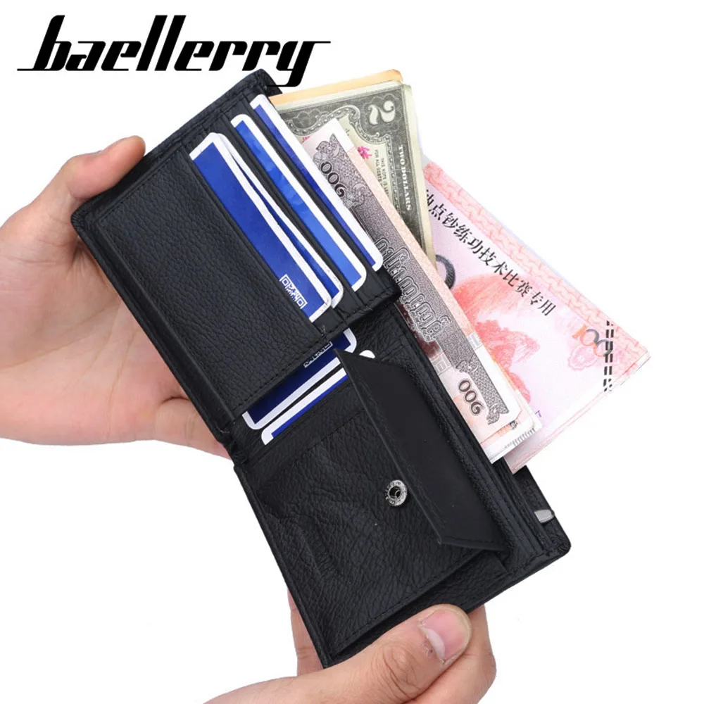 Мужские кошельки с гравировкой имени короткий бумажник из натуральной кожи