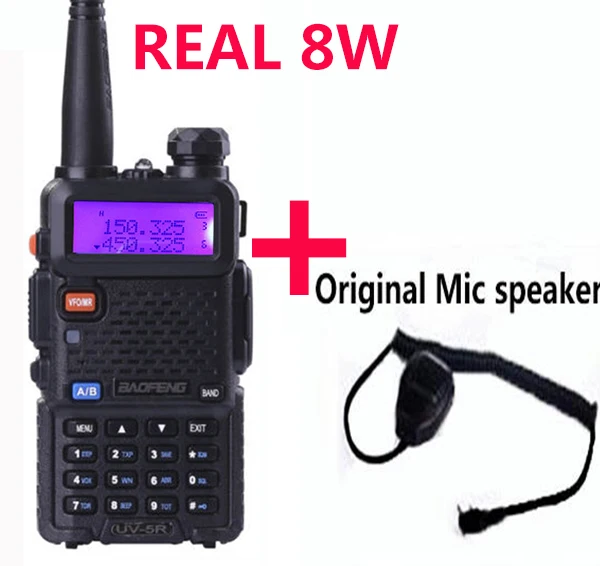 add mic speaker Портативная радиостанция удобная портативная рация 10 км BaoFeng UV-5R 8 Вт Западная любительская радиостанция коммуникатор x работа радио связь - Цвет: add mic speaker