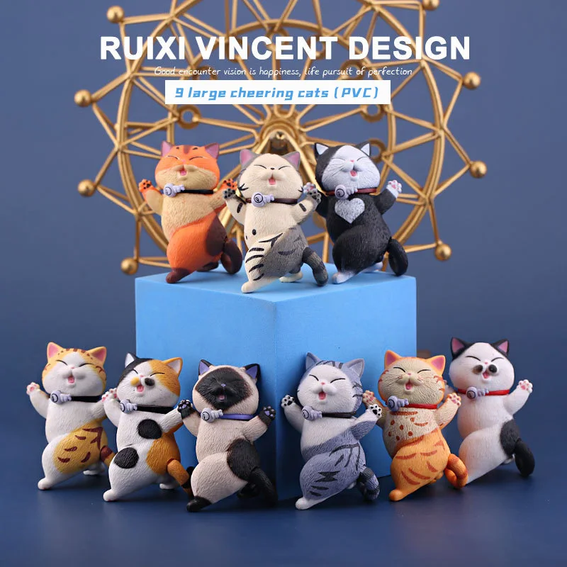 

9pcs/set Figma Doll Cheering Cat Decoration Dancing Turning Cute Chi's Sweet Home Figure Cake Decoration Anime Modle Child Toys
