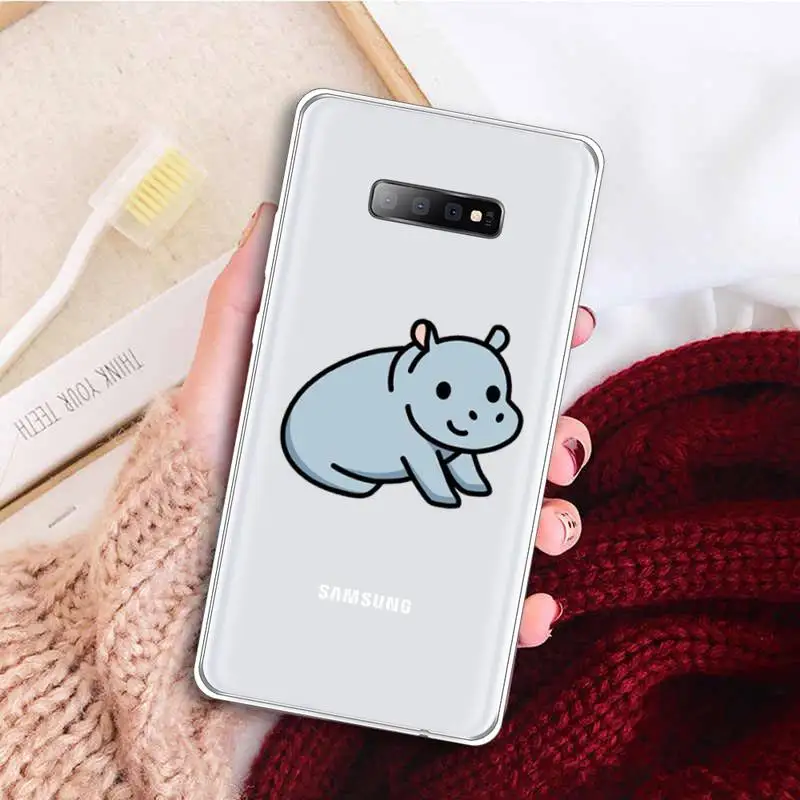 

Cartoon ippopotamo animale Phone Case Transparent For Samsung Galaxy A 71 21s S note 8 9 10 plus 20 ultra