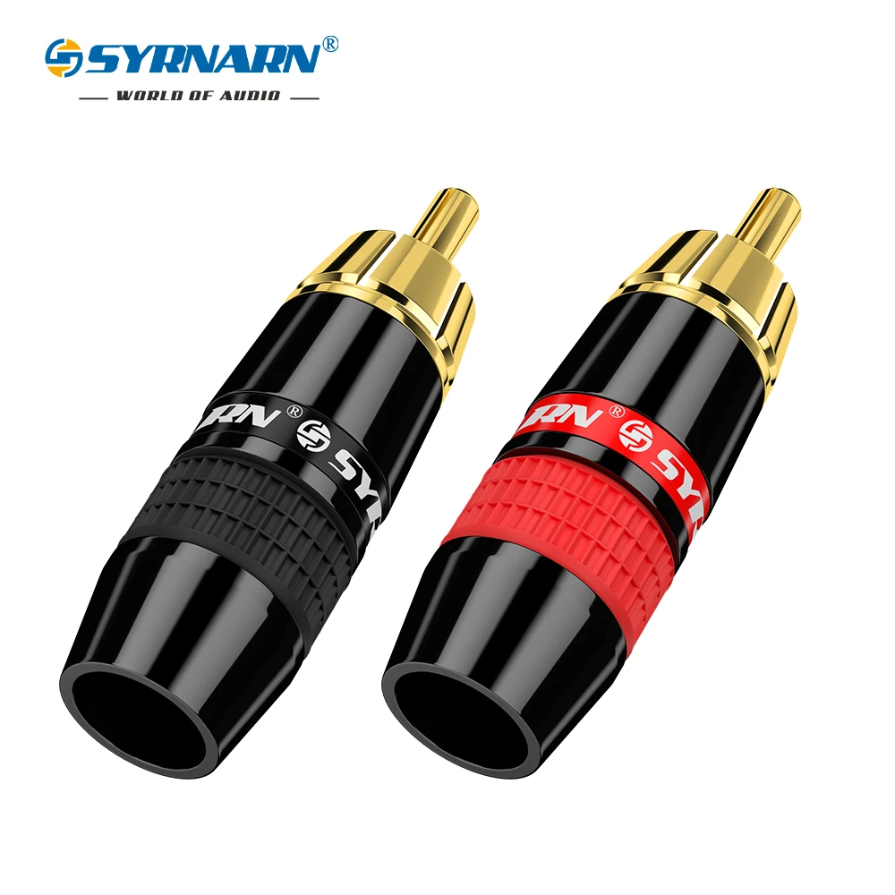 

2Pcs/1Pair Hight Quality Gold Plated RCA Connector RCA male plug adapter Video/Audio Wire Connector Support 8mm Cable black&red