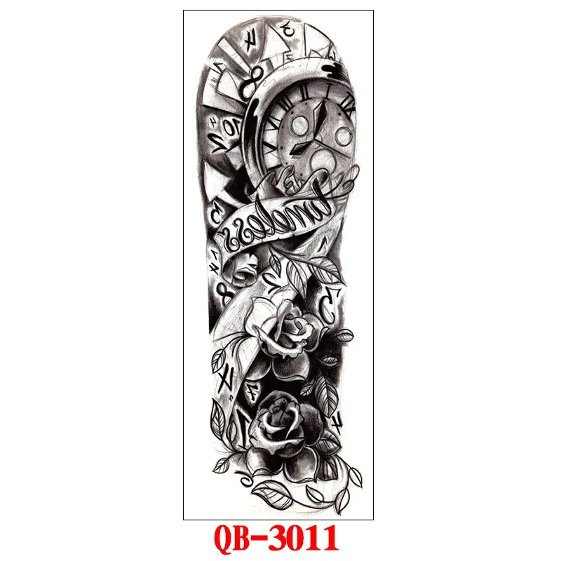 Full Arm Temporary Tattoo Stickers Large Black Skeletons Body Tattoo Waterproof Tattoo For Men Women Fake Tattoos 17*48cm