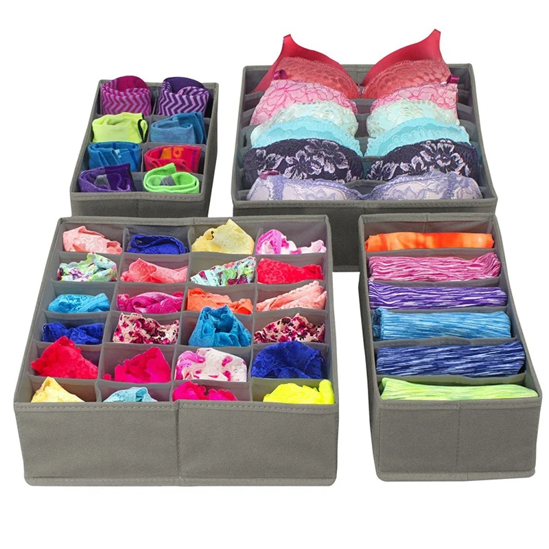 Складной разделитель выдвижных ящиков 4 предмета нижнее белье органайзеры для