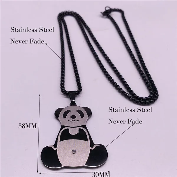 panda BK 60cm box Модные ожерелья из нержавеющей стали с лезвием, мужские ювелирные изделия черного цвета, готические ожерелья и подвески, ювелирные изделия, колье для мужчин N17939 - Окраска металла: panda BK 60cm box