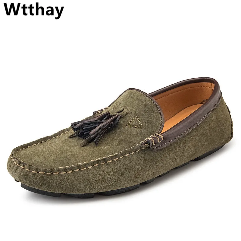 

Туфли мужские из натуральной кожи, модные лоферы, плоская подошва, повседневная обувь для вождения, весна