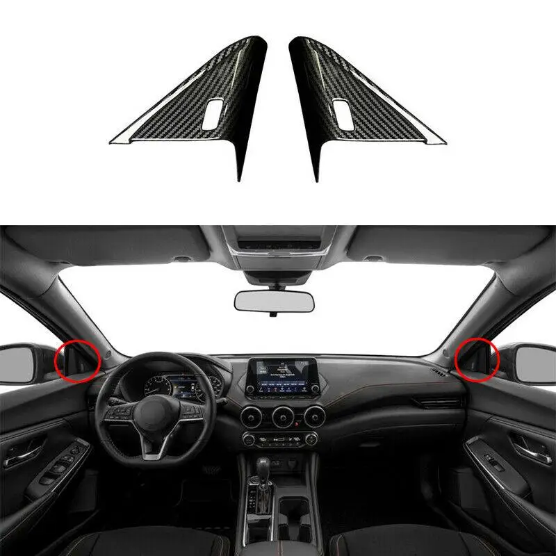 

Carbon Fiber Car A Pillar Decoration Trim Triangle Frame Covers Accessories For Nissan Sylphy 2020-2022