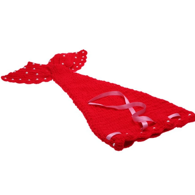 Baby Photo Props Infant Mermaid Red Crochet Knitting Costume Soft Adorable Clothes Photography for 0-6 Month Newborn |