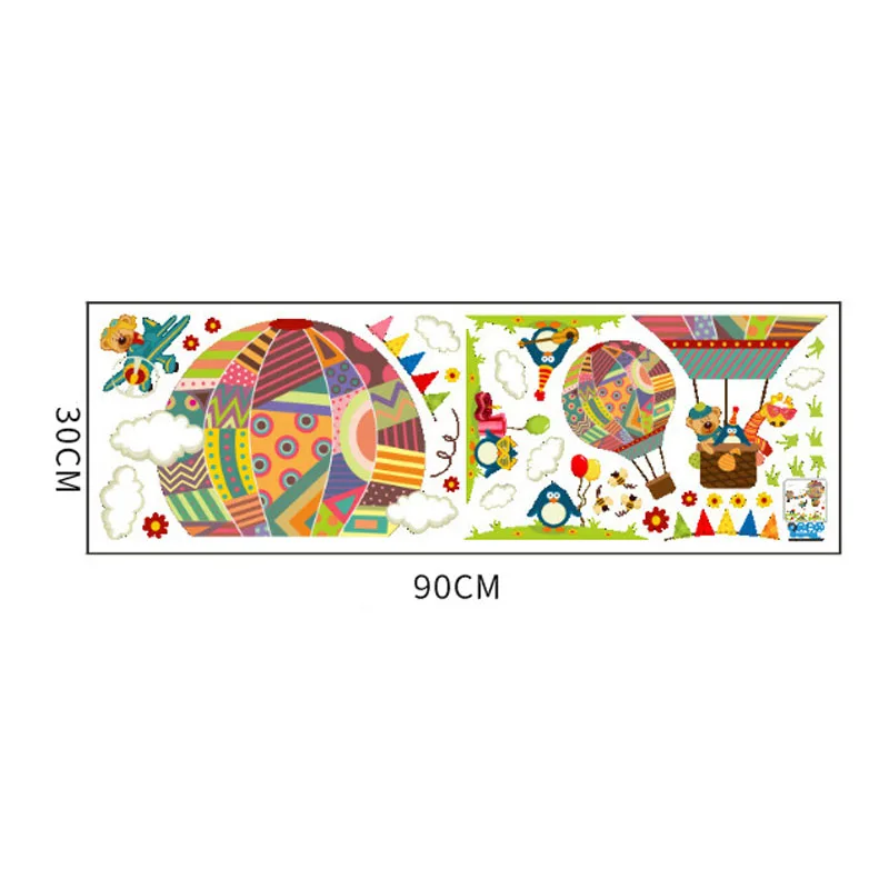 

Hot Air Balloon Animals Wall Sticker for Children's Room Bedroom Background Decorations Decals Wallpaper Nursery Stickers