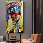 5D абстрактная алмазная живопись сделай сам, постеры с шляпой индейцев и перьев, полная круглая картина для украшения стен гостиной, домашний декор, подарок