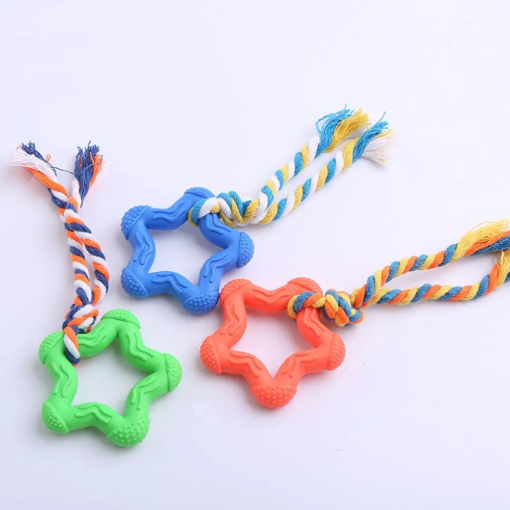 

Knot Interaction Pet Dog Interactive Toy Chewing Pentagram Natural Rubber Durable Shape Small Dog Training Chewing Play