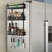 3 tier kitchen refrigerator storage rack fridge seasoning organizer hang shelf including 7 hooks