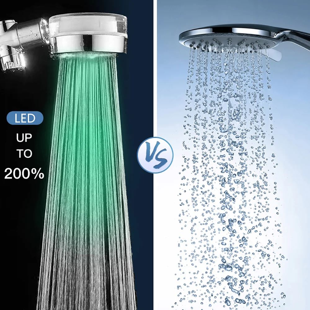 led hand shower head for bath and high pressure water saving filter bathroom accessories spa rain portable showerhead sets free global shipping