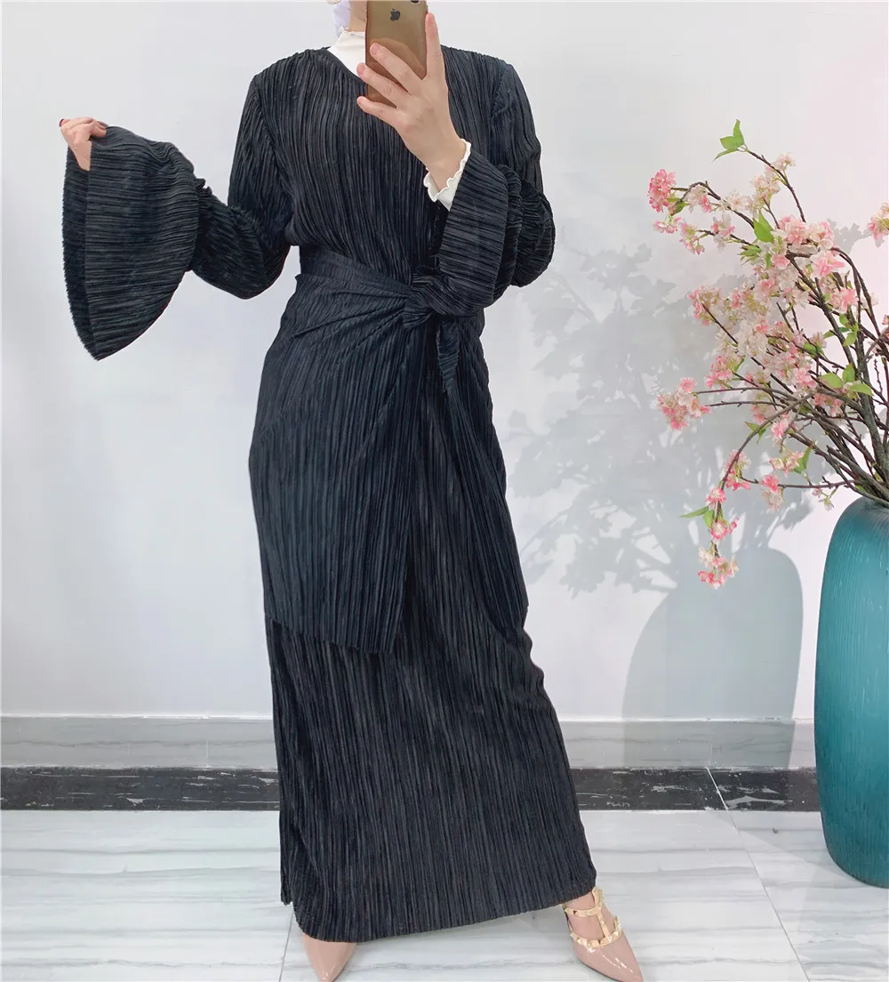

Ramadan Turkey Abaya Dubai Pleated Muslim Dress Abayas for Women Turkish Dresses Islamic Eid Caftan Kaftan Robe Musulmane Longue