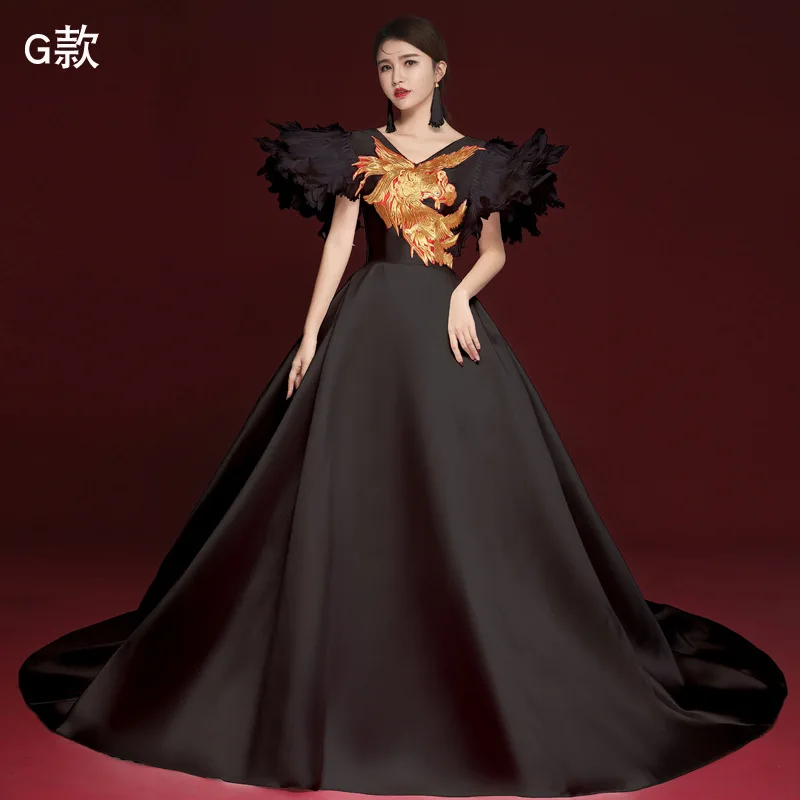 Элегантный черный Cheongsam Сексуальная одежда в китайском стиле новинка для сцены