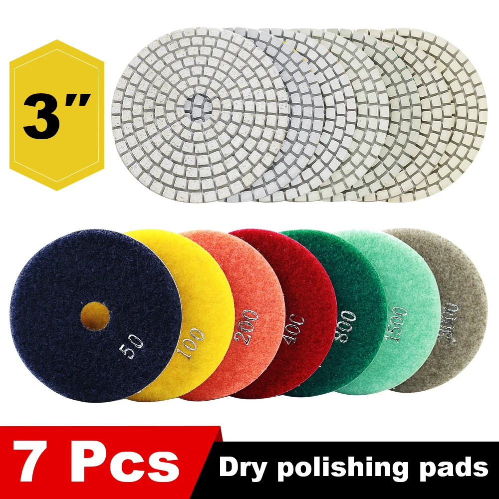 

Бесплатная доставка, Алмазные полировальные прокладки 80 мм 3 дюйма, сухая полировка для гранитного бетонного мраморного диска