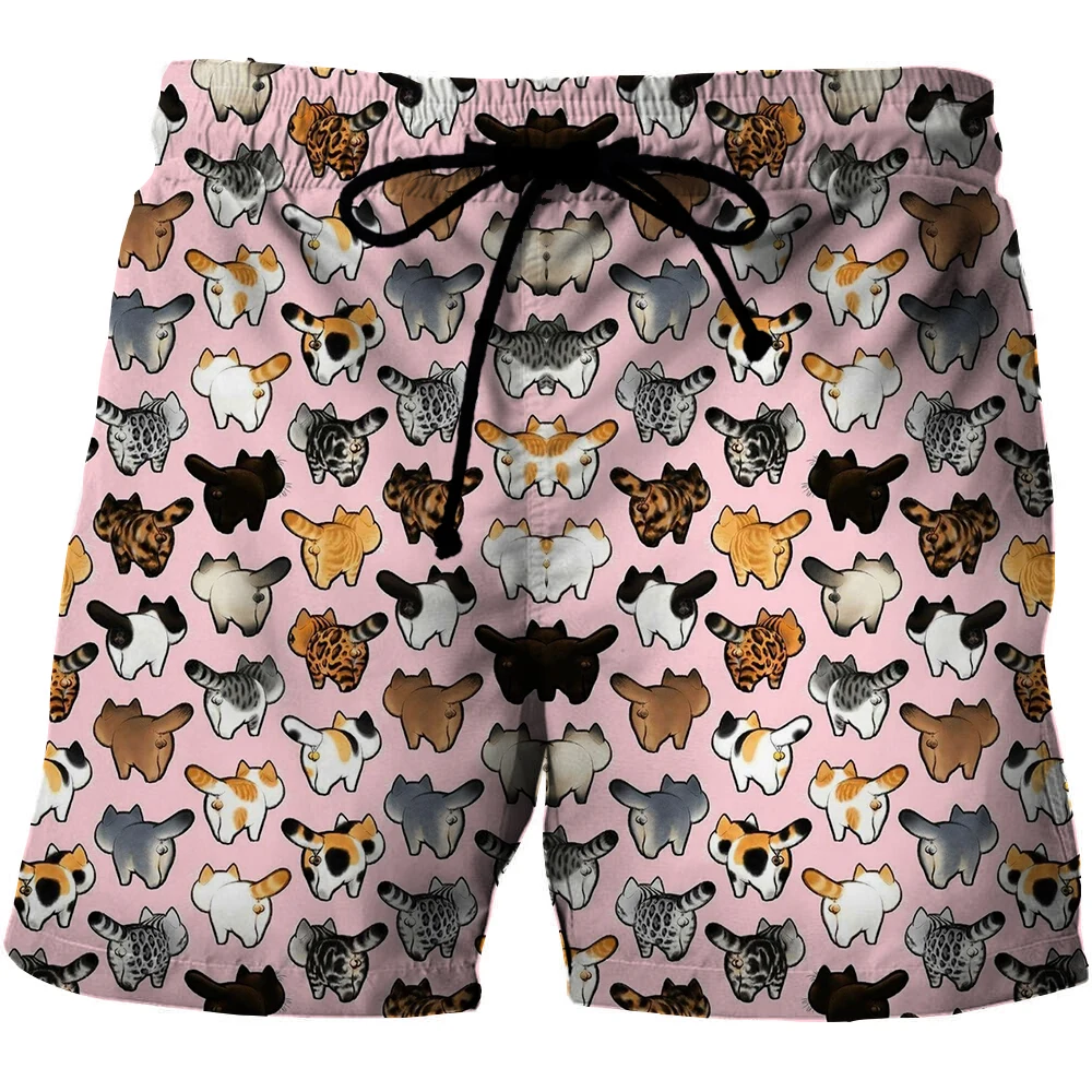 Пляжные шорты с 3D рисунком кота для мужчин и женщин | Мужская одежда