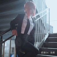 makima clothing anime chainsaw man cosplay hsiu brand full outfit black trench coat white shirt trousers tie