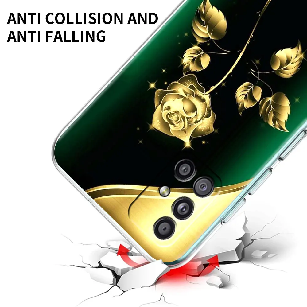 Fashion Cover for Samsung Galaxy A51 A71 A21s A31 A12 A52 A41 M31 M30s Soft Silicone Clear Phone Capa Fashion Flower