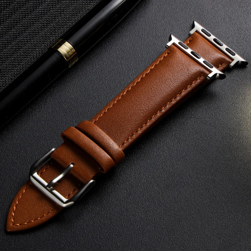 Ремешок кожаный для Apple Watch Band браслет Iwatch 5 6 Series 3 4 SE 44 мм 40 38 42 аксессуары наручных