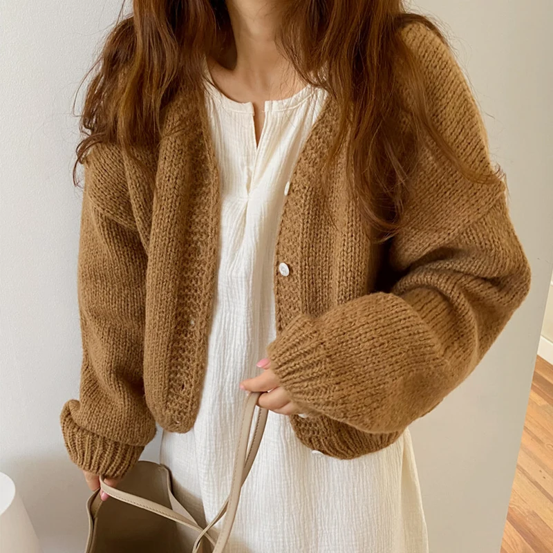 Женский кардиган ONALIPPA с V-образным вырезом Осенний простой Свободный