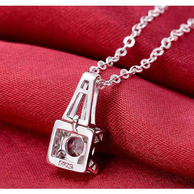 

2019 new arrival 925 Sterling Silver Necklaces & Pendants Eiffel Tower with Chain for Women jewelry x447