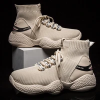 2019 mens high top coconut sneakers popcorn bottom breathable mens casual shoes thick soled socks shoes kanye west