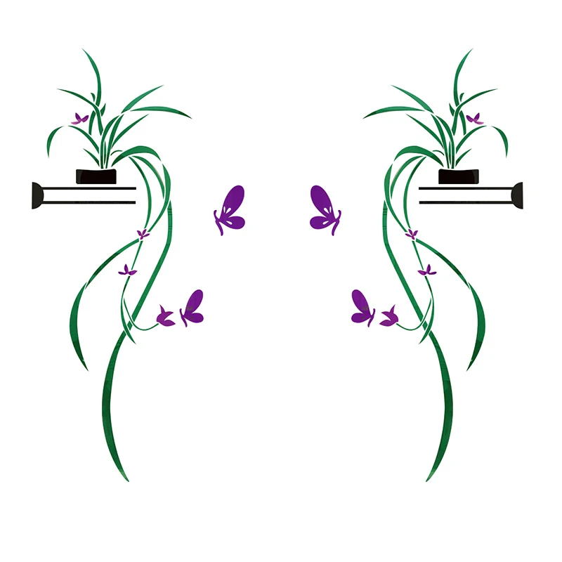 

Chinese Style Flower 3d Wall Sticker Acrylic Living Room Porch Wall Decoration Art Adhesive Mural Poster Home Wall Decals