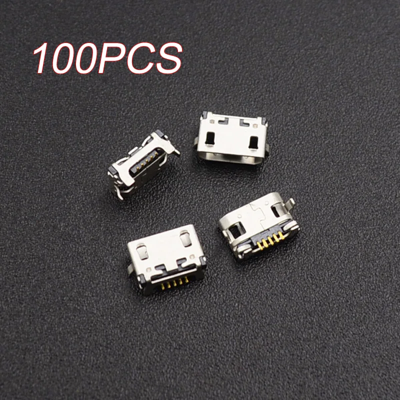 100pcs Micro USB Jack Connector Female 5 Pin Charging Socket for Lenovo A10-70 A370E A3000 A3000H A5000 A7600 A7600H S910 S930