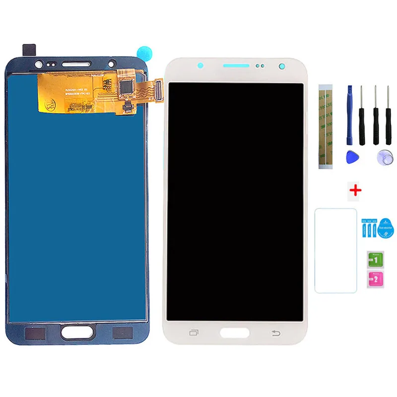 White no Frame Регулировка яркости ЖК-дисплей для Samsung Galaxy J7 j710 J710H J710FN J710F J710M/DS сенсорный экран дигитайзер Рамка Корпус - Цвет: White no Frame