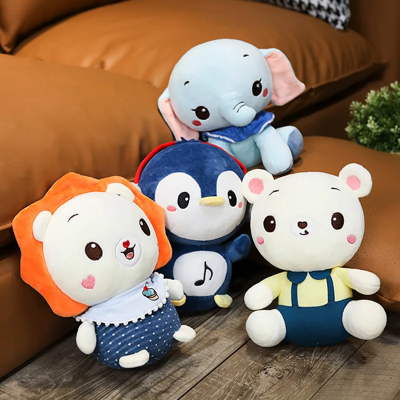 Супер милые 23 см Розовые Уши Слон Наушники Пингвины Лев белый медведь плюшевые