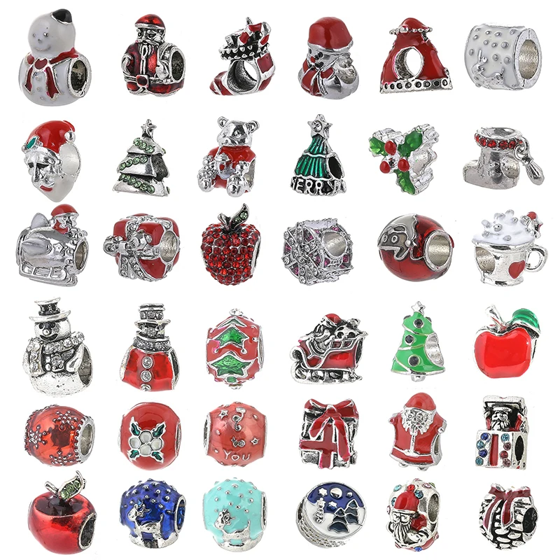 

2 шт./лот Рождественская серия Серебряный Цвет бусины Санта-Клаус шармы подходят для оригинальных браслетов DIY ожерелье для женщин ювелирны...