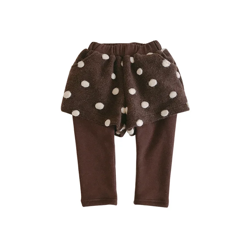 Зимние милые шаровары для девочек с флисом Плотные леггинсы Детские лоскутные