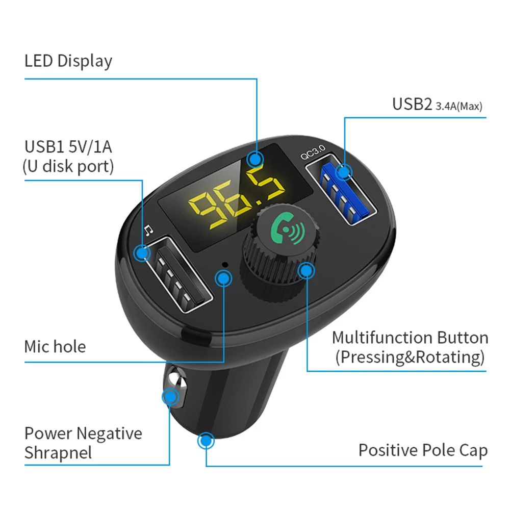 Multipurpose USB Charger Wireless Music Player FM Transmitter Car Cigarette Lighter Black | Автомобили и мотоциклы