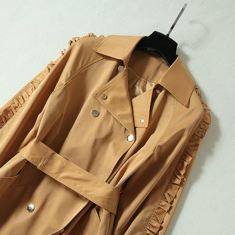 Высокое качество Новый стильный 2019 дизайнерский женский двубортный длинный плащ