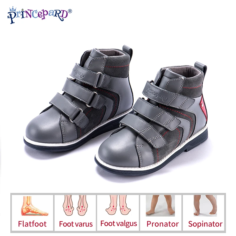 

Ортопедическая обувь для мальчиков и девочек Princepard, темно-синие повседневные ортопедические ботинки с бархатной подкладкой, размер 28-37, осень